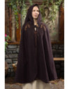 Aric Medieval Brown Felt Cape with Hood and Embroidery