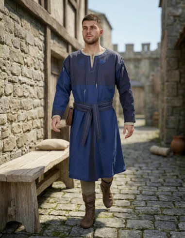 Medieval Tunic Blue-Dark blue with detachable sleeves