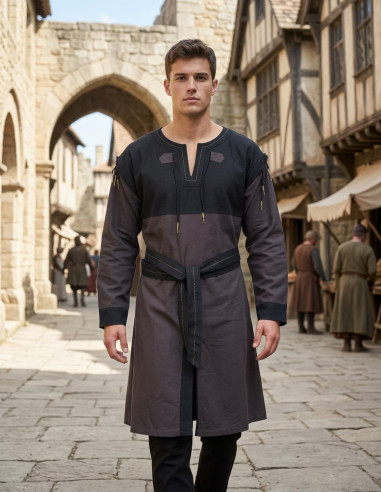 Medieval Brown-Black Tunic with detachable sleeves