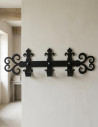 Medieval wrought iron hanger with 3 hooks (60x18 cms.)