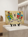 Tile Heraldic Shields with 2 Surnames with background (30x20 cms.)