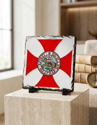 Shield Knights Templar on Slate Stone (20x20 cms.)