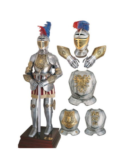 Chiselled breastplate with rampant lions