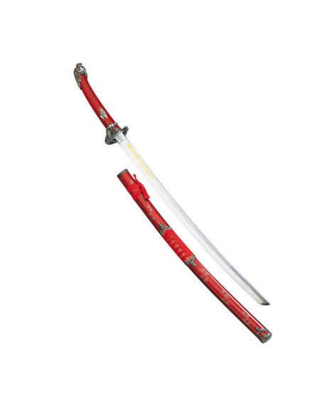 The translation of "Katana Serpiente Roja" from Spanish to English is "Red Snake Katana."