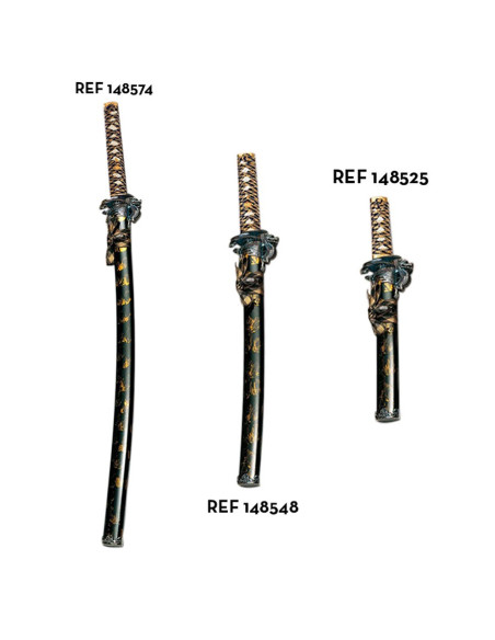 tanto dragon black-gold scabbard