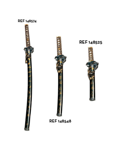 Wakizashi dragon scabbard black-gold