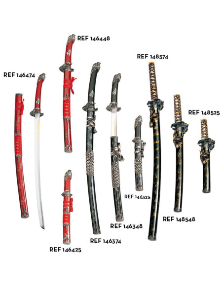 Wakizashi dragon scabbard black-gold