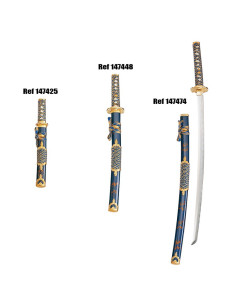 Wakizashi scabbard blue-gold 2