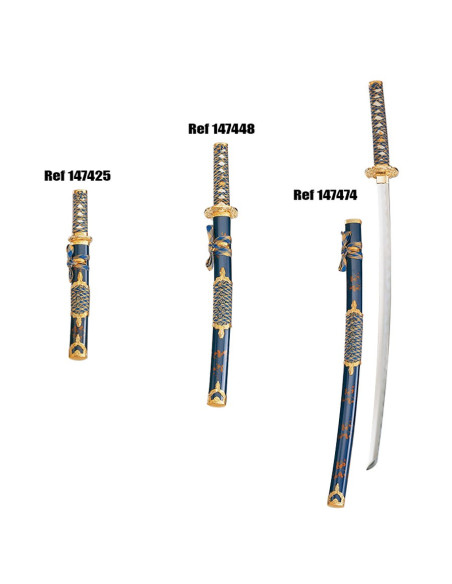Wakizashi scabbard blue-gold
