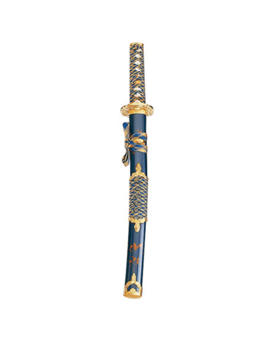 Wakizashi scabbard blue-gold