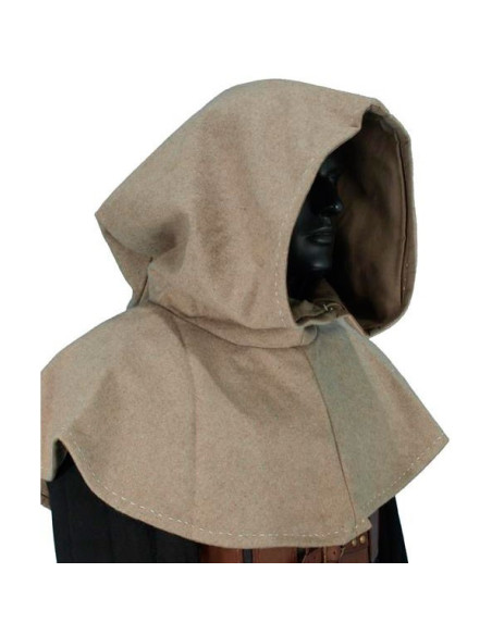 Medieval hood Beige WOOL