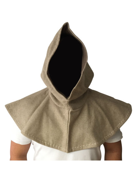 Medieval hood Beige WOOL