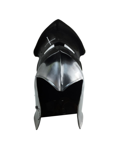 Medieval barbute with viewer