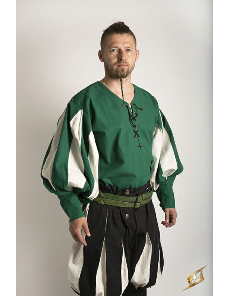 Renaissance soldier shirt, green-white