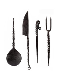 Medieval cutlery set, knife, spoon, butcher knife, Middle Ages