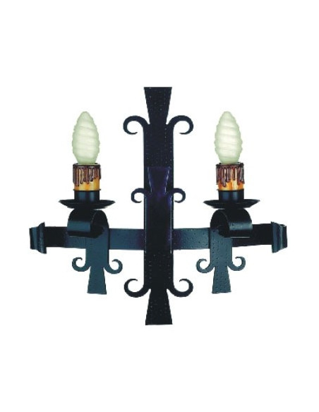 Apply medieval wrought iron, 2 lights