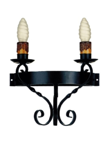 Apply wrought iron candle, 2 lights