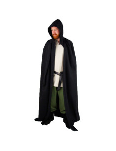 UK Mens Coats Trimmed Cloak Medieval Hooded Ankle Length Renaissance Knight Cape