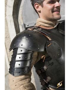 Medieval shoulder pads dark steel