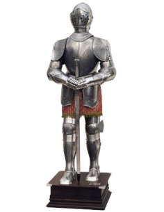 Silver natural armor with engravings and sword in the hands