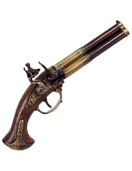 Flintlock pistol 3 barrels, France S.XVIII Flintlock pistol 3 barrels, France S.XVIII