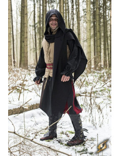 Hood with medieval shawl, black