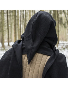 Hood with medieval shawl, black 2