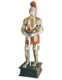 Silver natural armor with golden engravings and sword in the hands