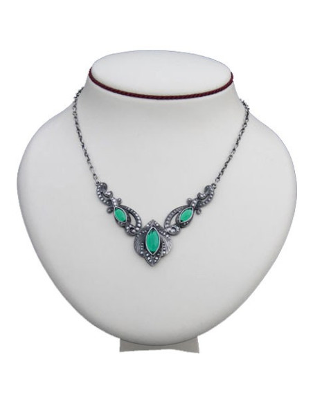 Medieval pendant green glass pearls