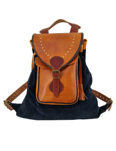 Medieval leather backpack, Blue
