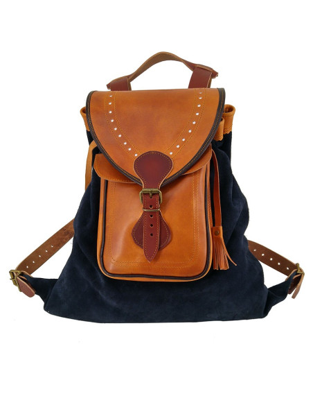 Medieval leather backpack, Blue