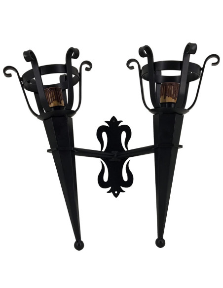 Apply wrought iron torch 2 lights (46x40 cms.)
