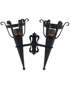 Apply wrought iron torch 2 lights (46x40 cms.)