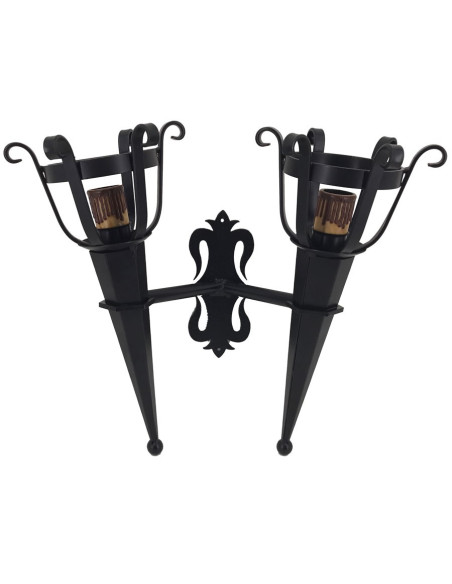 Apply wrought iron torch 2 lights (46x40 cms.)