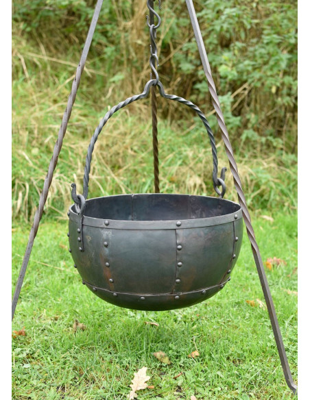 riveted medieval cauldron