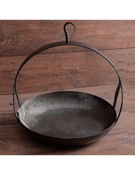 Medieval steel hanging frying pan
