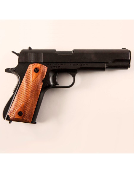 Automatic pistol M1911A1 black with wooden handles, USA 1911
