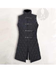 Medieval long black sleeveless gambeson