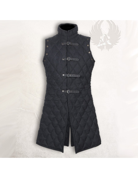Medieval long black sleeveless gambeson