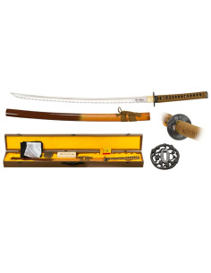 Katana carbon steel blade with sheath, cleaning kit and tsubas.
