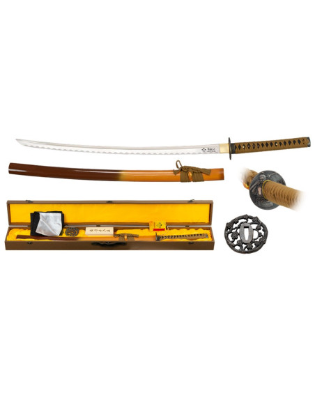 Katana carbon steel blade with sheath, cleaning kit and tsubas.