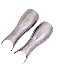 Medieval knight greaves with straps