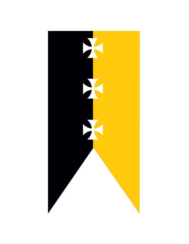 Medieval banner yellow-black templar crosses ᐉ Medieval Flags ᐉ