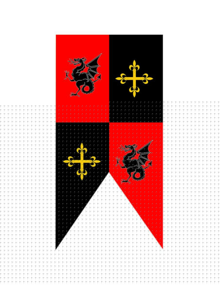 Medieval banner quartered dragons and crosses Medieval banner quartered dragons and crosses