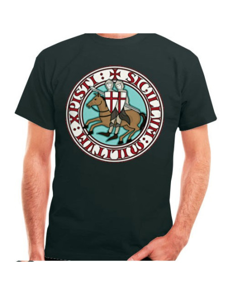 Black T-shirt Knights Templar, short sleeve