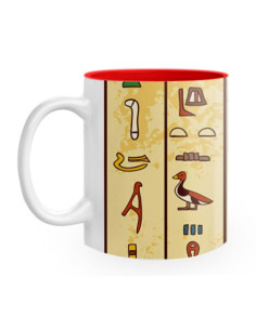 Ceramic mug with Egyptian hieroglyphs