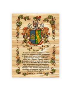 Coat of Arms 1 Surname on wood (30x40 cms.)