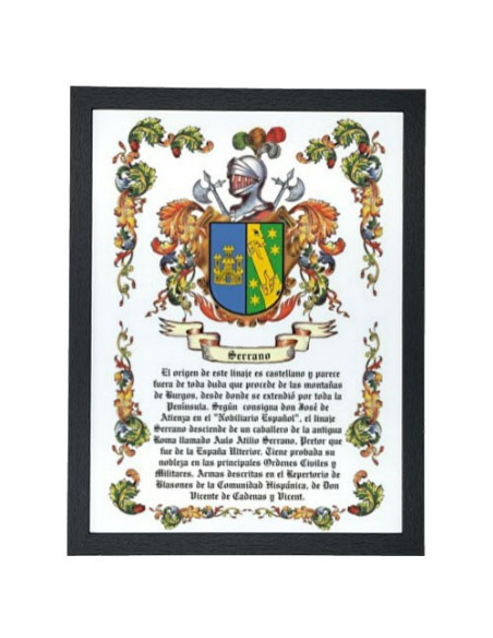 Heraldic shield picture 1 surname (32.5x42.5 cms.)
