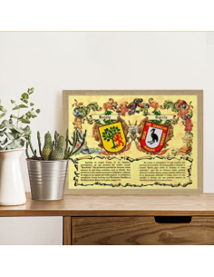 Heraldic shields box 2 surnames (30x40 cms.) 2