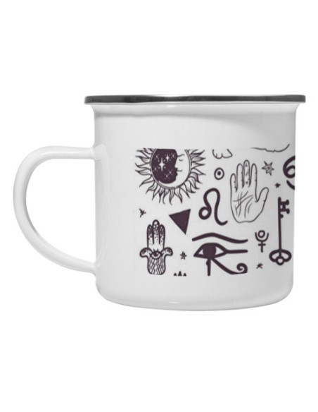 Vintage brass mug esoteric icons